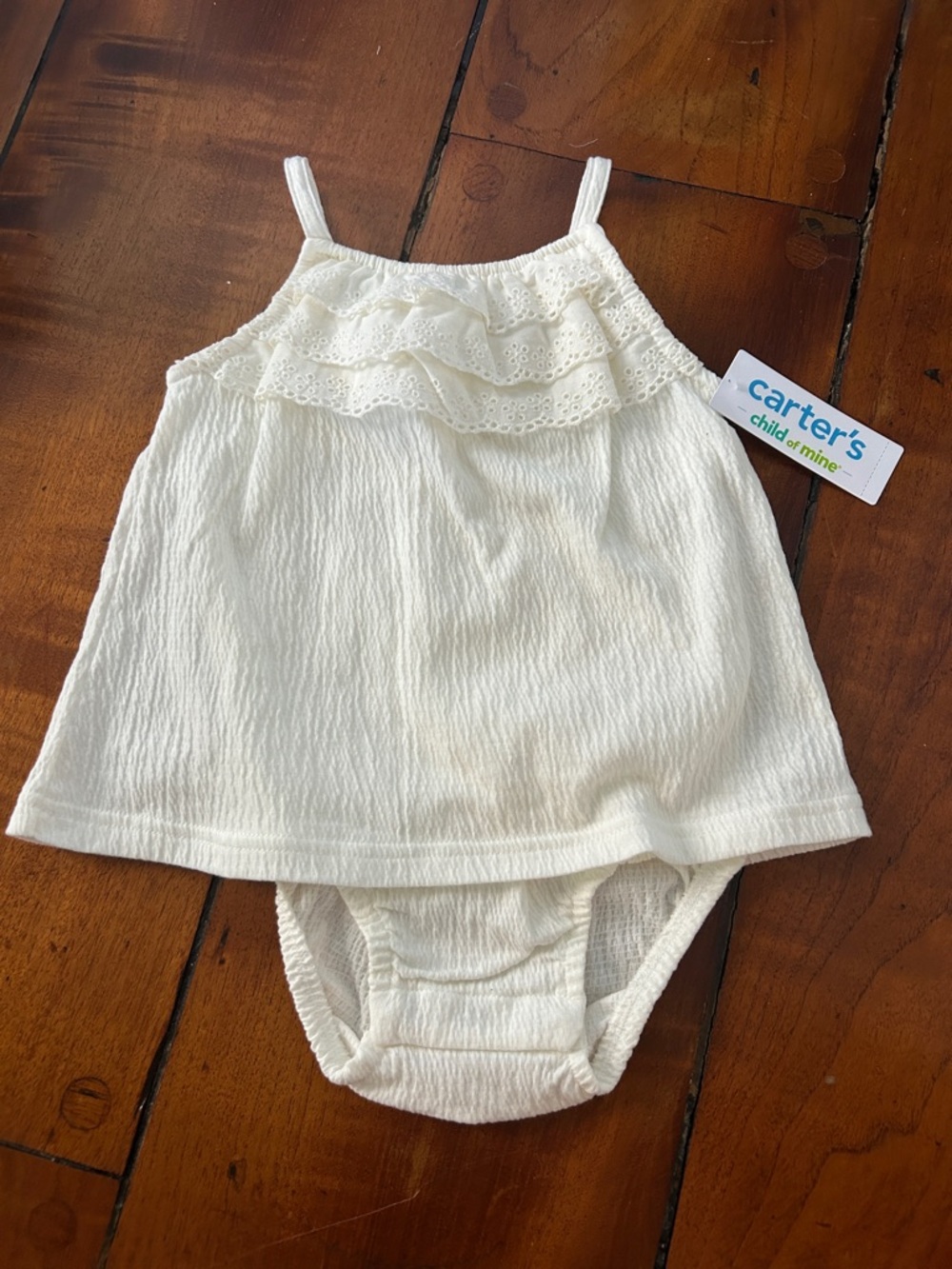 Carter's Cream Ruffled Tank Bodysuit for Baby Girl